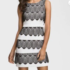 BCBG Maxazria Black and White Lace Lorenna Dress size 2
